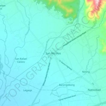 San Nicolas topographic map, elevation, terrain