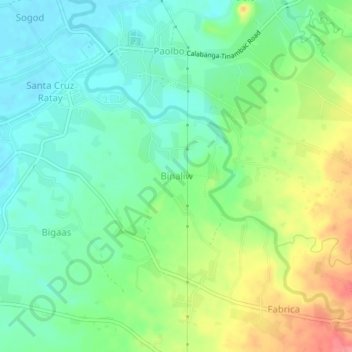 Binaliw topographic map, elevation, terrain