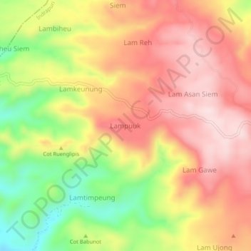 Lampuuk topographic map, elevation, terrain