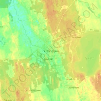 Peräseinäjoki topographic map, elevation, terrain