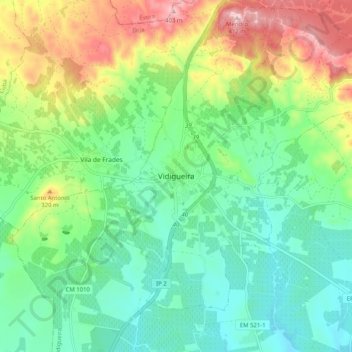 Vidigueira topographic map, elevation, terrain