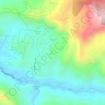 Glasgow topographic map, elevation, terrain