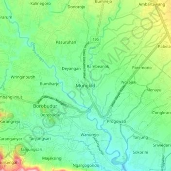 Mungkid topographic map, elevation, terrain