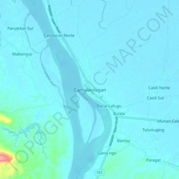 Camalaniugan topographic map, elevation, terrain