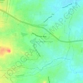 Anmagal Hayathnagar topographic map, elevation, terrain