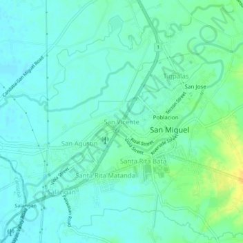 San Vicente topographic map, elevation, terrain