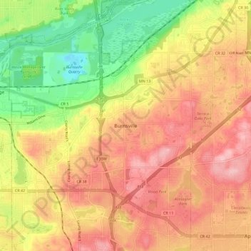 Burnsville topographic map, elevation, terrain