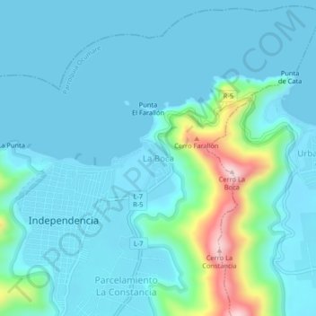 La Boca topographic map, elevation, terrain