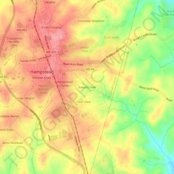 Roberts Field topographic map, elevation, terrain