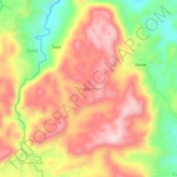 Tinabyonan topographic map, elevation, terrain