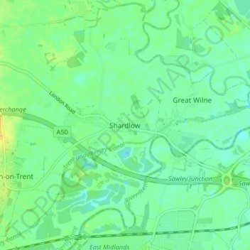 Shardlow topographic map, elevation, terrain