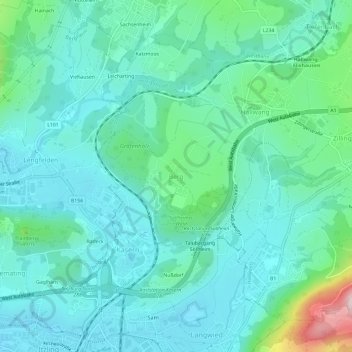 Berg topographic map, elevation, terrain