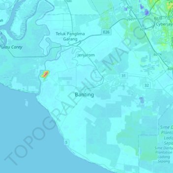 Banting topographic map, elevation, terrain