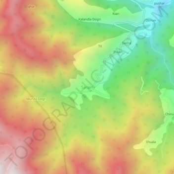 Sarain topographic map, elevation, terrain