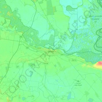 Osijek topographic map, elevation, terrain
