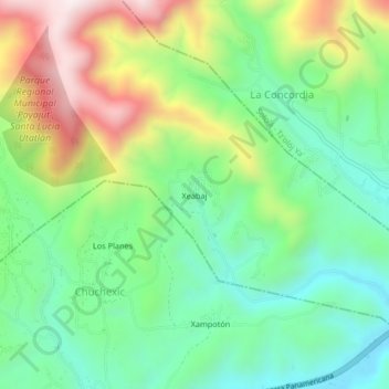 Xeabaj topographic map, elevation, terrain
