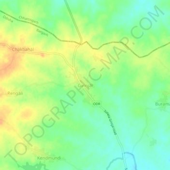Grinjel topographic map, elevation, terrain