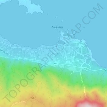 Vourvourou topographic map, elevation, terrain