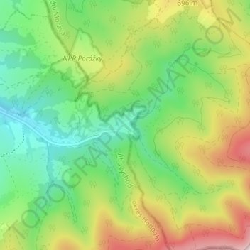 Vápenky topographic map, elevation, terrain