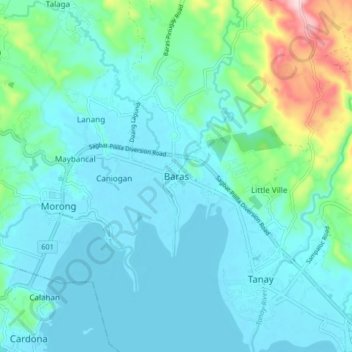 Baras topographic map, elevation, terrain