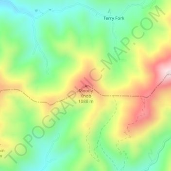 Moody Knob topographic map, elevation, terrain