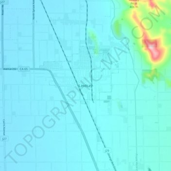 Lindsay topographic map, elevation, terrain