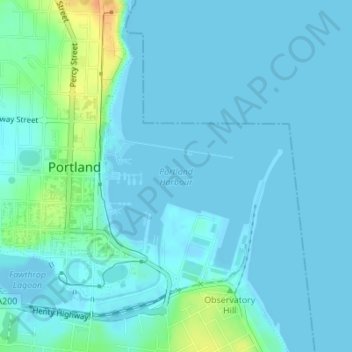 Portland Harbour topographic map, elevation, terrain