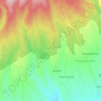 Tengkudak topographic map, elevation, terrain
