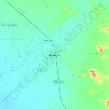 Navojoa topographic map, elevation, terrain