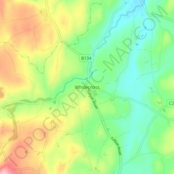 Whitecross topographic map, elevation, terrain