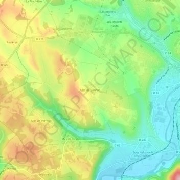 Mas de Bonnet topographic map, elevation, terrain