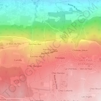 Source Captée topographic map, elevation, terrain