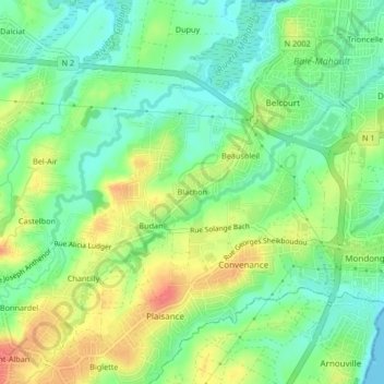 Blachon topographic map, elevation, terrain