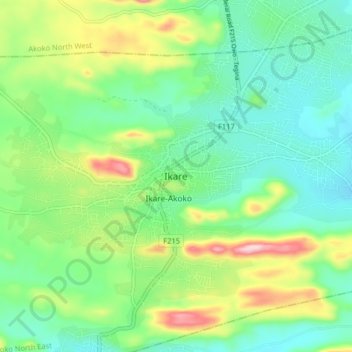Ikare topographic map, elevation, terrain