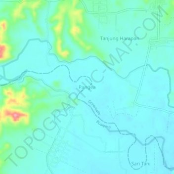 Pangea topographic map, elevation, terrain