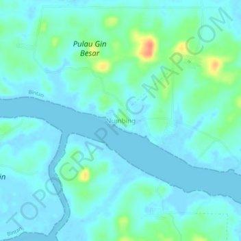 Numbing topographic map, elevation, terrain