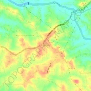 Hiriadka topographic map, elevation, terrain