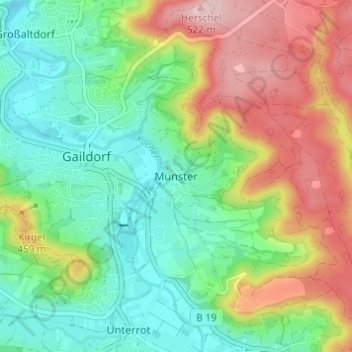 Münster topographic map, elevation, terrain