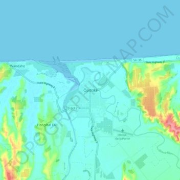 Ōpōtiki topographic map, elevation, terrain