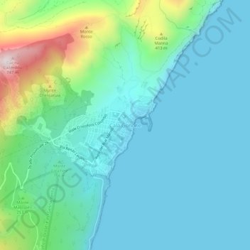 Cala Gonone topographic map, elevation, terrain