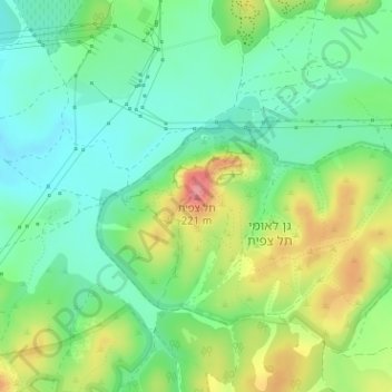 Tel Tsafit topographic map, elevation, terrain