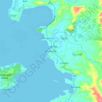 Masinloc topographic map, elevation, terrain