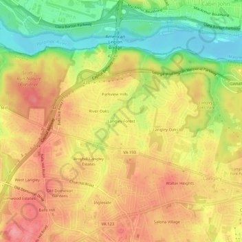 Langley Forest topographic map, elevation, terrain