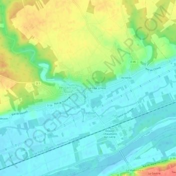 Le Pont d'Ouchet topographic map, elevation, terrain