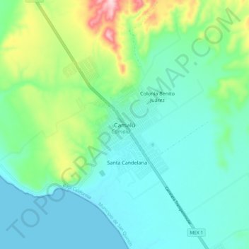 Camalú topographic map, elevation, terrain