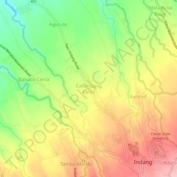 Calumpang Cerca topographic map, elevation, terrain
