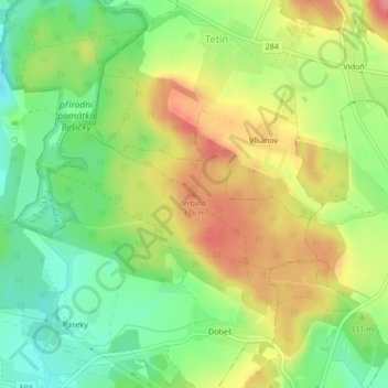Vrbina topographic map, elevation, terrain