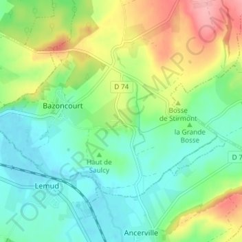 Vaucremont topographic map, elevation, terrain