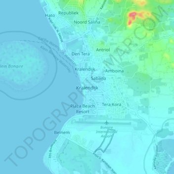 Kralendijk topographic map, elevation, terrain