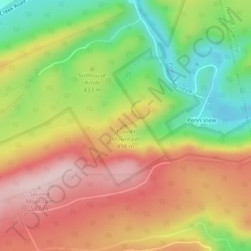 Tunnel Mountain topographic map, elevation, terrain